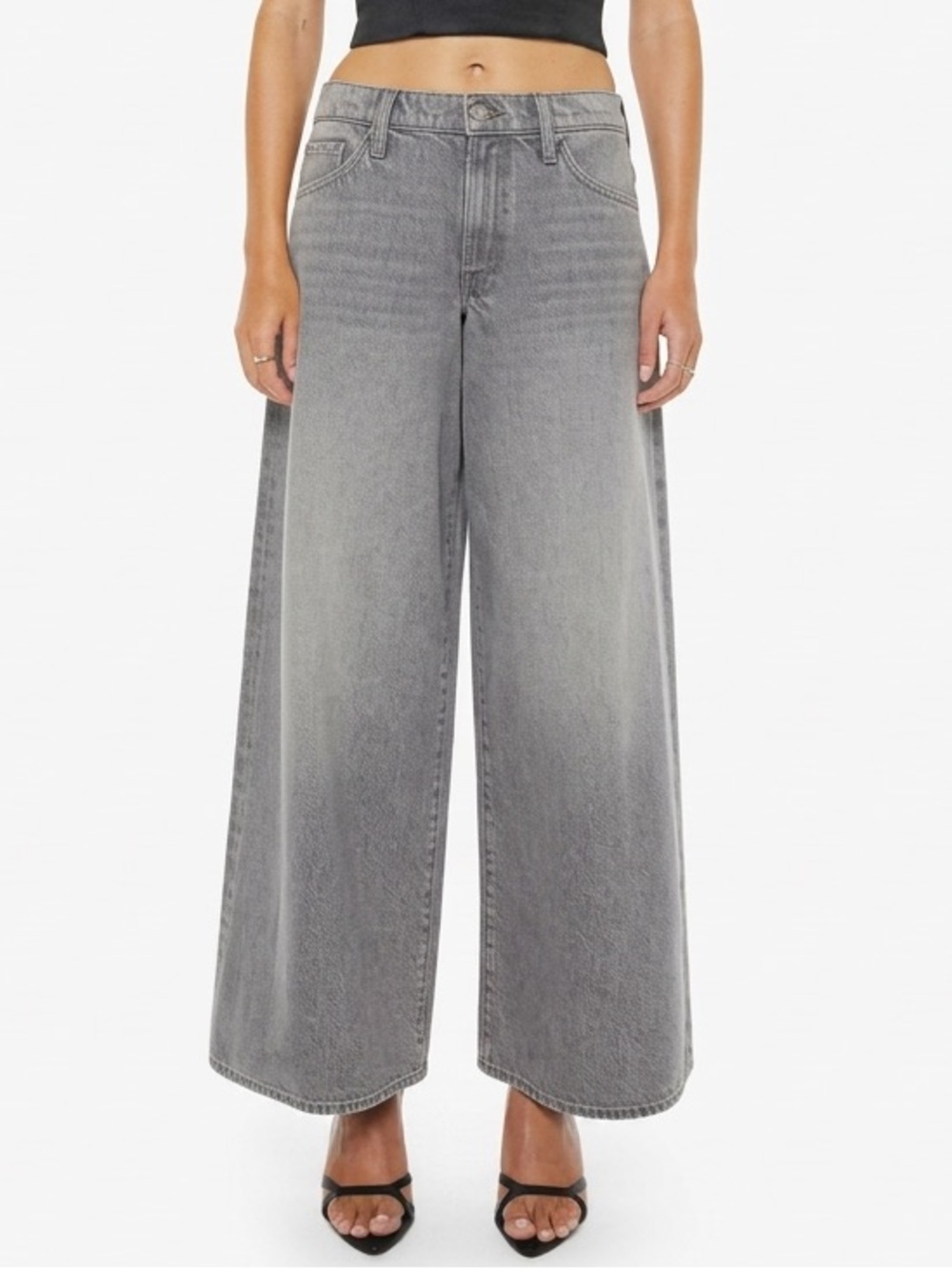 MOTHER Rigatoni Sneak Gray Wide Leg Jeans Size 26
